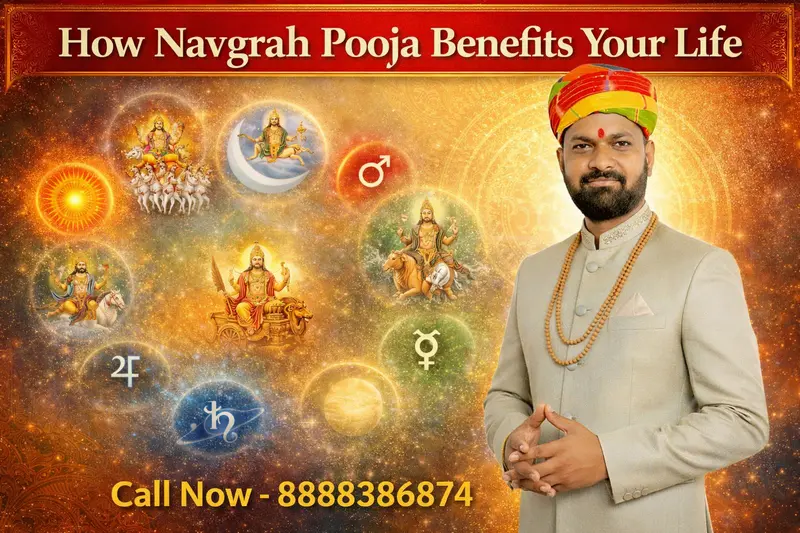 Navgrah pooja ritual for balancing nine planets in astrology