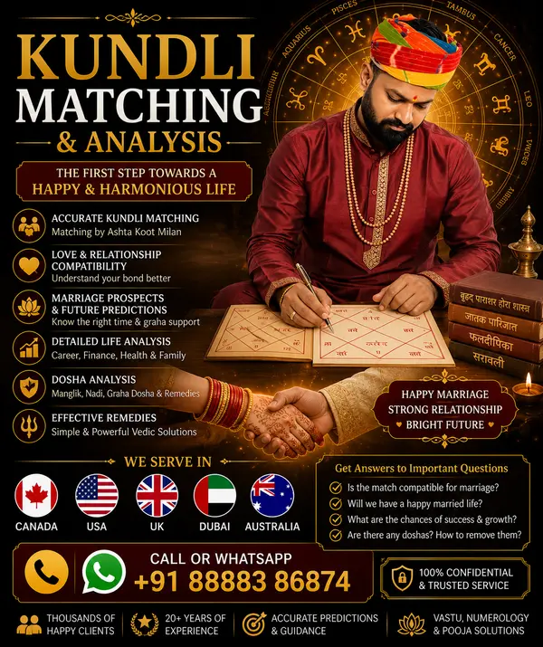 Kundli Matching in Mississauga by Shivdham Astrologer – Accurate Marriage Compatibility Analysis and Vedic Horoscope Matching