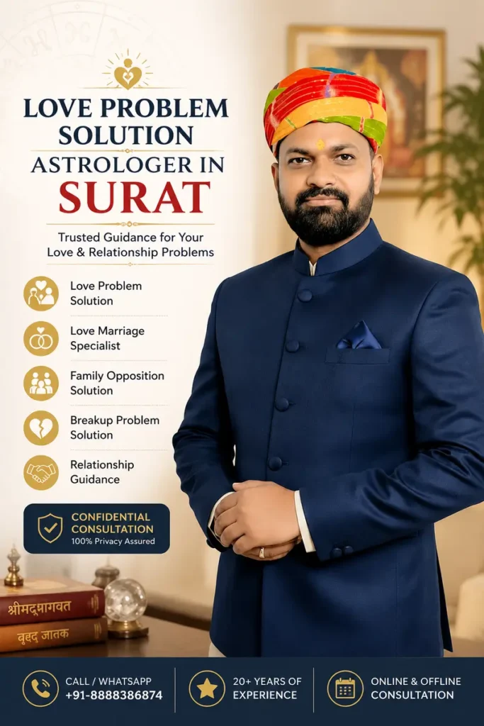 Love Problem Solution Astrologer in Surat - Shivdham Astrologer providing Vedic astrology guidance for relationship and love marriage problems
