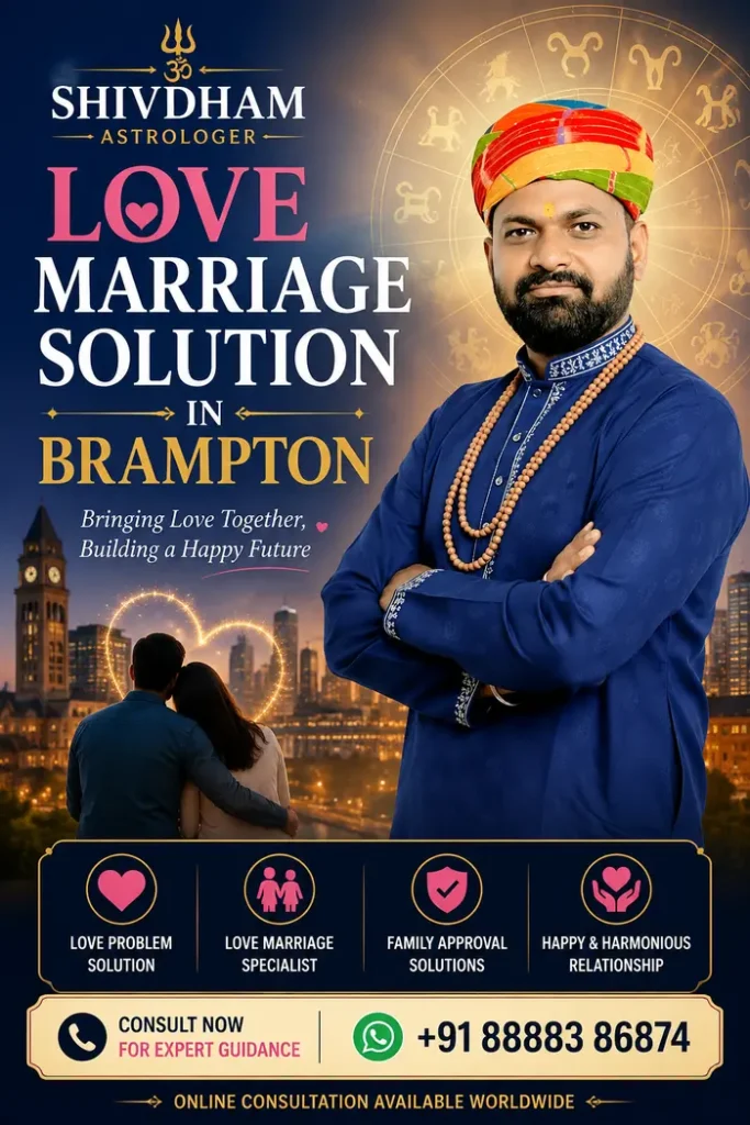Love Marriage Solution in Brampton by Pandit Dharm Raj – Trusted Indian Astrologer for Love Marriage Guidance
