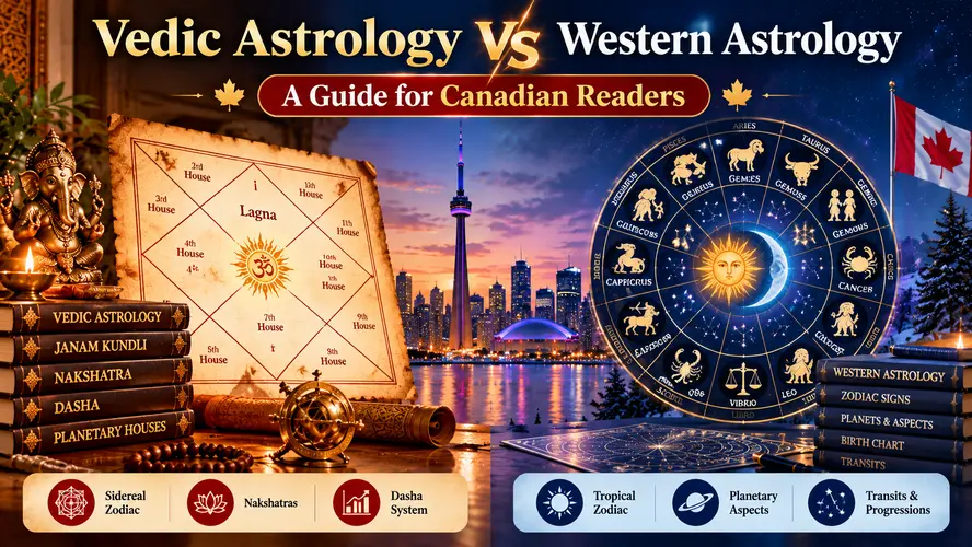 Comparison of Vedic and Western astrology birth charts for readers in Canada